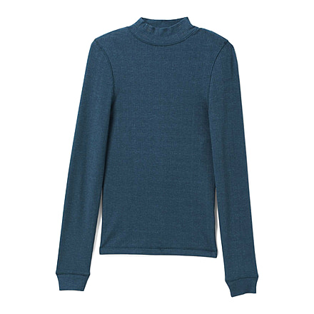 prAna Foundation Rib Mock Neck - Women's, Small, Grey Blue Heather, 1967251-400-S