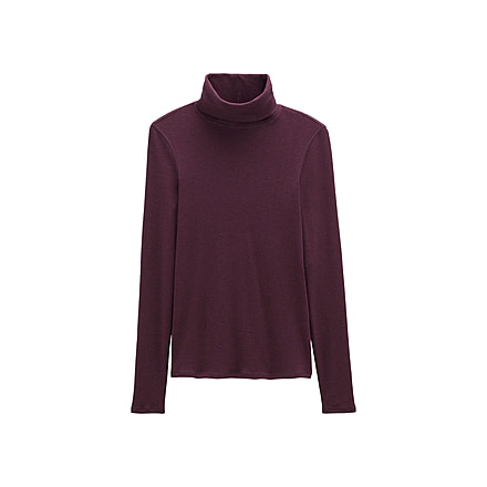 prAna Foundation Rib Turtleneck - Womens, Mulberry Heather, Extra Small, 2045781-500-XS