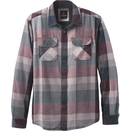 prAna Lybek Long SLeeve Flannel Shirt - Men's, Charcoal, Large, M23170384-CHR-L