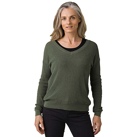 prAna Milani Vneck Sweater, Kale, Small, W23202218-KALE-S