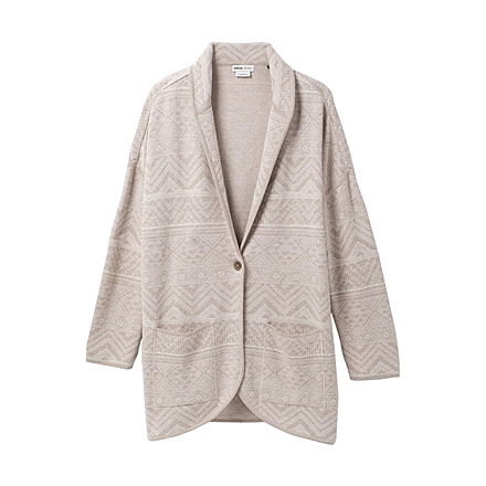 prAna Sevie Cardigan - Women's, Large, Pebble Grey Intarsia, 1967181-021-L