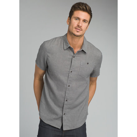 prAna Virtuoso Short Sleeve Shirt - Mens, Gravel, Small, M13180487-GRA-S