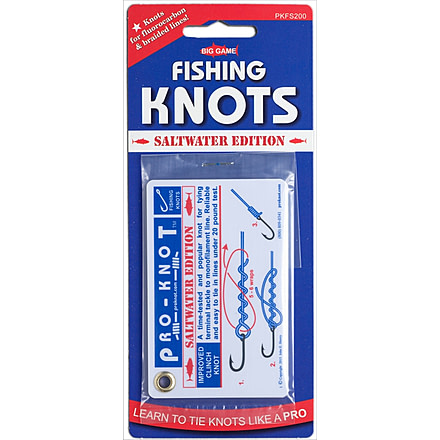 Pro-Knot Saltwater Fishing Knot Cards, Includes The 12 Best Saltwater Fishing Knots, Waterproof Plastic Cards Attached With A Grommet, PKFS200