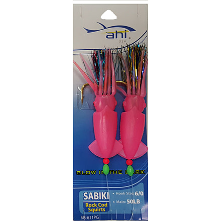 Promar 2 Hook inRockcod Squirtsin Rig - SZ 6/0 Hook, 50 Lb Mainline - Pink Glow, SB-611PG