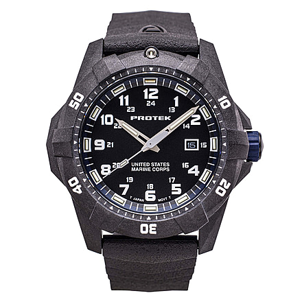 ProTek Carbon USMC Dive Watch, Carbon Case/Black&amp;Blue Dial/Black Strap, One Size, PT1013