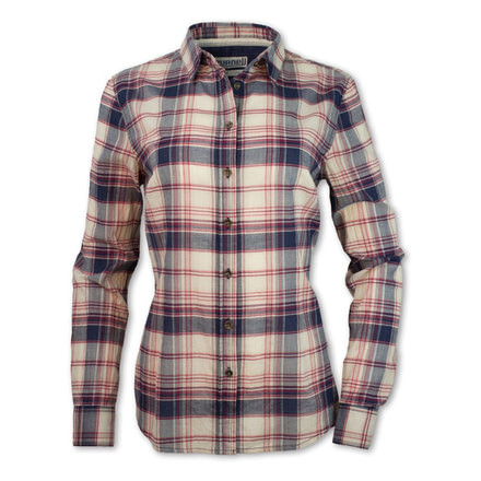 Purnell Double Placket Madras Plaid Shirt - Womens, Navy/Tan, Small, 10204526-423-S