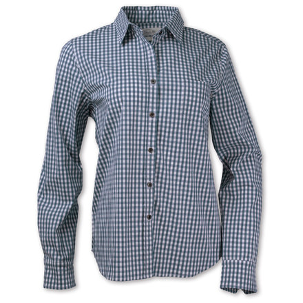 Purnell Gingham Long Sleeved Shirt - Womens, Navy/White, Medium, 10204500-421-M