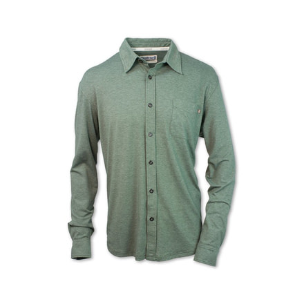 Purnell Jersey Knit Button-Up Shirt - Mens, Heather Green, Large, 10103010-336-L