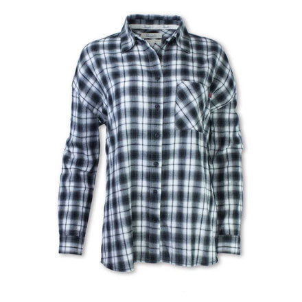 Purnell Plaid Boyfriend Shirt - Womens, Blk/White, Large, 10204598-011-L