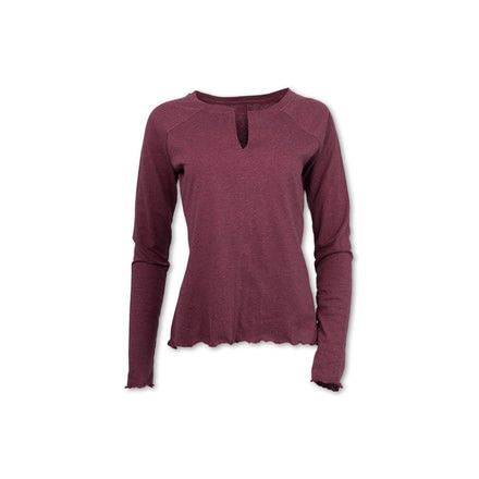Purnell Purl Stitch Long Sleeve Tee - Womens, Maroon, Extra Small, 10203587-501-XS
