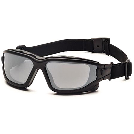 Pyramex I-Force Safety Glasses, Black Frame &amp; Silver Mirror Anti-Fog Lens SB7070SDT