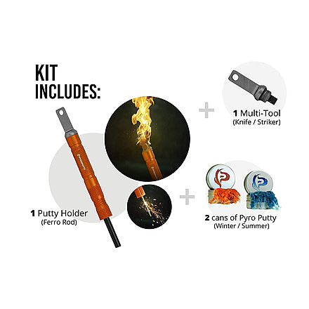 Pyro Putty Compact Ferro Rod, Orange, Small, PPCFRO