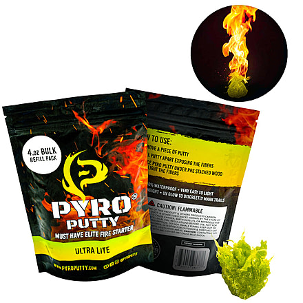 Pyro Putty Ultra Lite Blend Refillable Firestarter Bag, Yellow, 4oz, PP4OZUL
