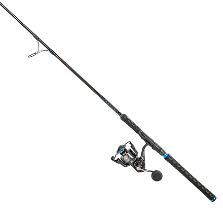 Quantum Benchmark Spinning Reel and Rod Combo, 7ft, 1-PC, Medium, Fast Rod, Graphite Composite Blank, SZ 5000 Reel, 5+1 Bearings, 5.6-1 Ratio, Silver/Blue, BK5000701M1220.P2