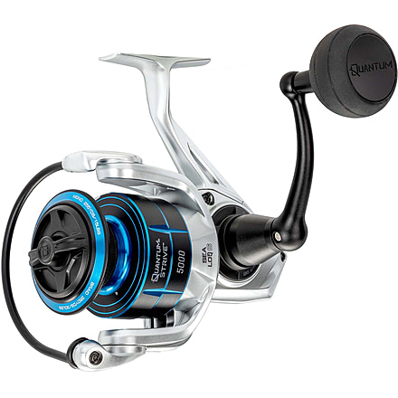 Quantum Strive Spinning Reel, SZ 4000 Reel, 4+1 Bearings, 6.2-1 Ratio, Rigid Aluminum Frame, Graphite Rotor, Sealed Design, CFX200 Carbon Fiber Xtreme Drag, Silver/Blue, SV4000.B2