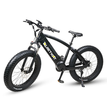 QuietKat Ranger 750W Electric Bike, w/ Rear Hub Motor, Chain Drive, 7 Speed, Suspension Fork, Mechanical Disc Brakes, Black, One Size Fits Most, 18QKH750CCS-B