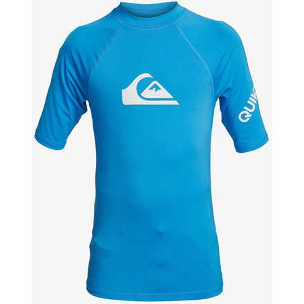 Quiksilver All Time Short Sleeve UPF 50 Rashguard Tee - Boys, Blithe, Medium/12, EQBWR03121-BMM0-M/12