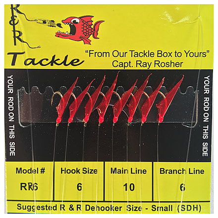 R&amp;R Tackle Sabiki Rig with Gold Hooks, 10lb, 5lb, Red Pilchard/Menhaden with Red Head, 6, 8 Pack, RR-6