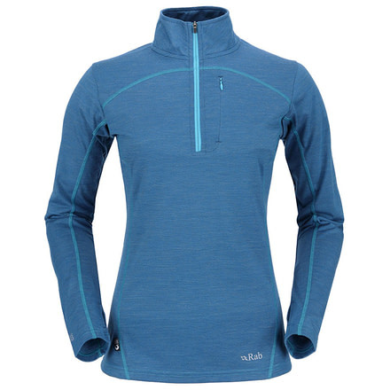 DEMO, Rab Womens MeCo 190 Long Sleeve Zip Tee, Blazon, 12, QBT-41-BZ-12-DEMO