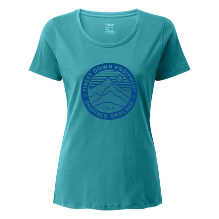 Rab Stance 3 Peaks Short Sleeve Tee - Womens, Serenity, 14, QCB-11-SE-14