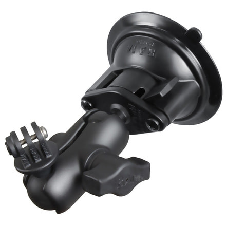 RAM Mounts Twist Lock Suction Cup Mount, Short Double Socket Arm &amp; 1" Diameter Ball With Custom Gopro Hero Adapter RAM-B-166-A-GOP1U