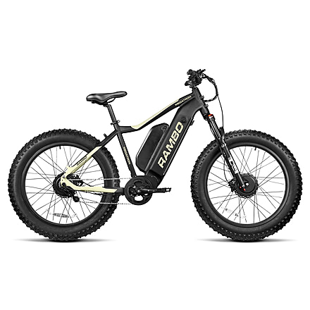 Rambo Bikes MEGATRON 2.0 1000W X2 Full Frame Electric Bike, Matte Black/FDE, 19.7 in, R1000X2M-FF-BFD