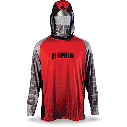 Rapala Performance Hood with Neck Gaiter, Red Grey Black, Large, RPHNG20L