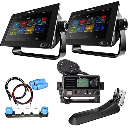 Raymarine Axiom 9 RV Combo Boat in a Box w/2 - 9" Axiom Displays, RV-100 Transducer, LNC2 Charts, Ray53, Switch &amp; Cables 79352