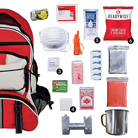 ReadyWise 64 Piece Survival Back Pack, Red, RW01-621GSG