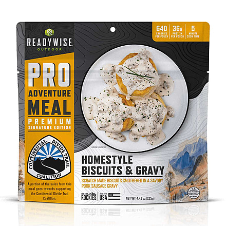 ReadyWise Outdoor Pro Meal Homestyle Biscuits &amp; Gravy with Sausage, Black, RW03-190