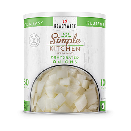 ReadyWise Simple Kitchen Dehydrated Chopped Onions - 3 CT Case, 250 Serving Cans, RWSKCN06-010