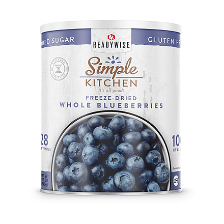 ReadyWise Simple Kitchen Freeze-Dried Whole Blueberries - 3 CT Case, 28 Serving Cans, RWSKCN06-004