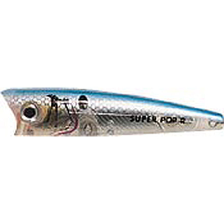 Rebel Lures Rebel Super Pop-R Topwater Bait, 3 1/8in, 5/16oz, Floating, Blue Darter, P66ZBD-R