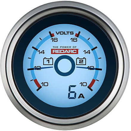 REDARC Dual Voltage 52mm Gauge w/ Optional Current Display, G52-VVA