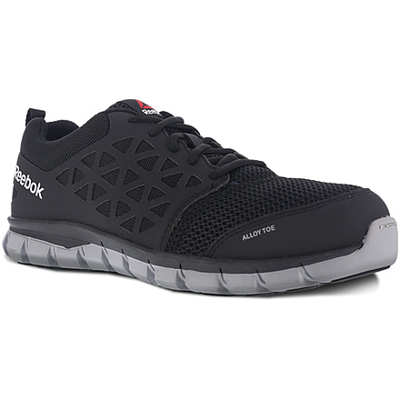 Reebok Sublite Cushion Work Athletic Oxford Shoes - Mens , Medium, Electrical Hazard Protection, Black, 7, 690774501935