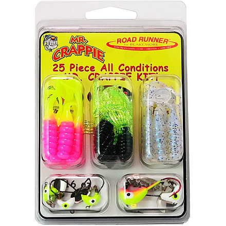 Road Runner Mr. Crappie 25 Piece Kit w/RoadRunner Heads, Slabalicious and Crappie Thunder bodies, 50-MRC-LH