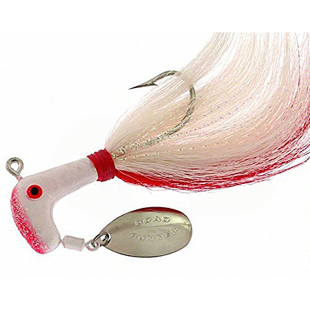 Road Runner Striper Bucktail Jig w/Spinner, White/Red/White, 1/2oz, Strip Card, 1006-025