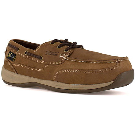 Rockport Womens Sailing Club 3 Eye Tie Boat Shoe w/Poron XRD Internal Met Guard, Brown, 8, RK634-BROWN-8-Womens-M