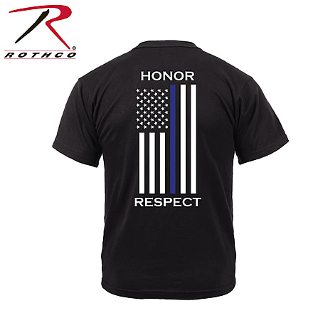 Rothco Honor and Respect 2-Sided Thin Blue Line Flag T-Shirt - Men's, Medium, 1844-M
