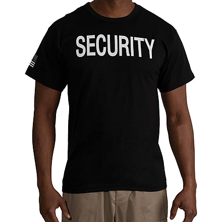 Rothco 2-Sided Security T-Shirt w/US Flag On Sleeve - Mens, Black, Small, 11040-S