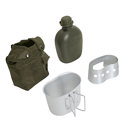 Rothco 4 Piece Canteen Kit w/Cover &amp; Aluminum Cup &amp; Stove / Stand, Olive Drab, 1143-OliveDrab