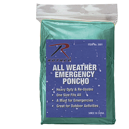 Rothco All Weather Emergency Poncho, Olive Drab, 3681-OliveDrab