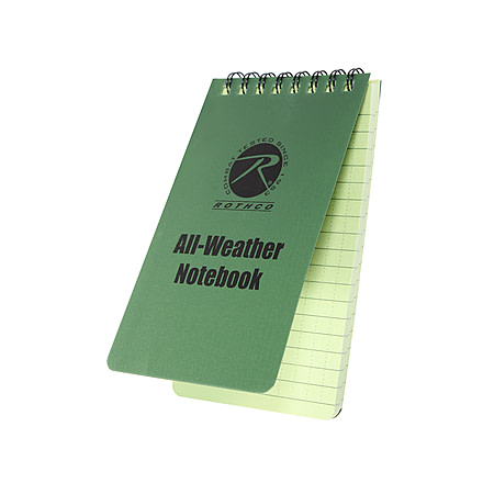 Rothco All Weather Waterproof Notebook, Green, 3x5, 470-Green-3x5