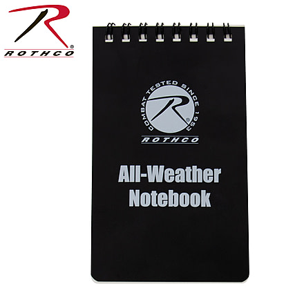 Rothco All Weather Waterproof Side Spiral Notebook, 3x5in, Black, 3x5, 47000-Black-3x5
