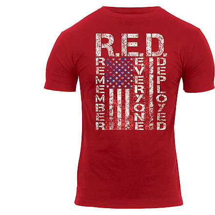Rothco Athletic Fit R.E.D. / Remember Everyone Deployed T-Shirt, Mens, Red, Small, 1182-823