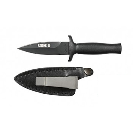 Rothco Black Raider II Boot Knife, 3in Stainless Steel Dagger Blade, 6.5in Overall Length, Black, 3139