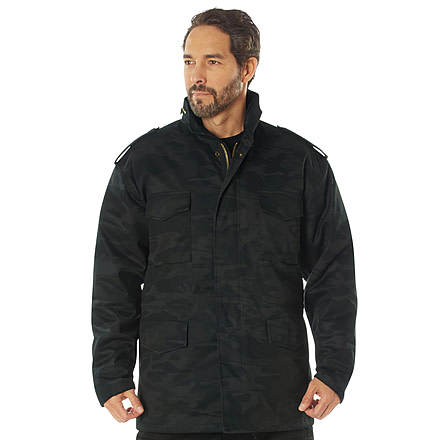 Rothco Camo M-65 Field Jacket, XL, Midnight Black Camo, 12072-MidnightBlackCamo-XL