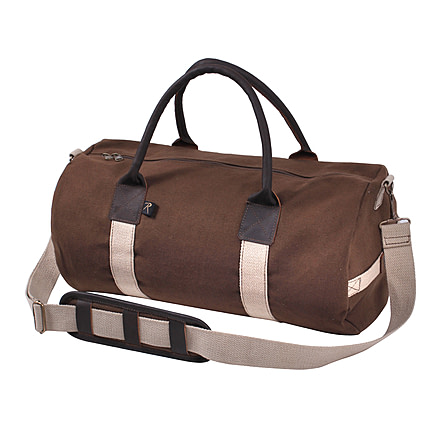 Rothco Canvas &amp; Leather Gym Duffle Bag, Earth Brown, 2631-EarthBrown