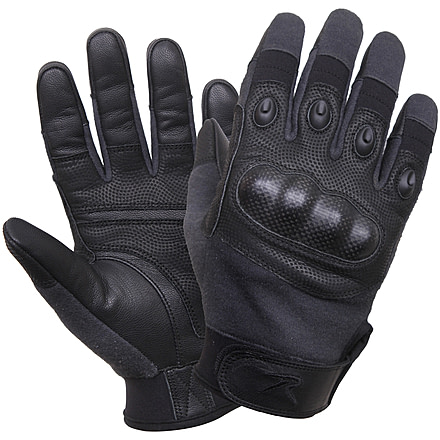 Rothco Carbon Fiber Hard Knuckle Cut/Fire Resistant Gloves, Mens, Black, Medium, 2808-088
