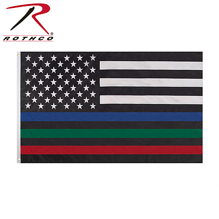 Rothco Thin Red, Blue, and Green Line US Flag, 3' x 5', 14459